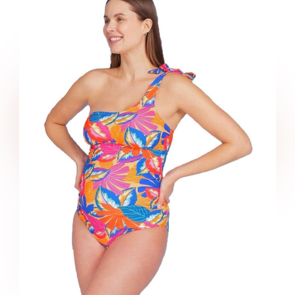 Isabel Maternity by Ingrid Isabel Colorful Asymmetrical Swimsuit  Size Med